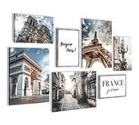 Quadros - Completamente Pronto Da Appendere - Immagini - Parigi Francia - 7 Pezzi Set Moderni - N005171a