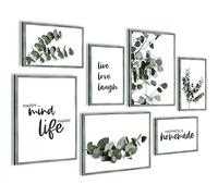 Quadros - Completamente Pronto Da Appendere - Immagini - Pianta Di Eucalipto - 7 Pezzi Set Moderni - N003771b