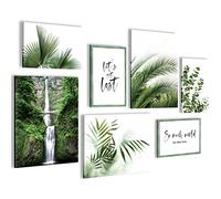 Quadros - Completamente Pronto Da Appendere - Immagini - Pianta Di Foglie Verdi - 7 Pezzi Set Moderni - N004171a