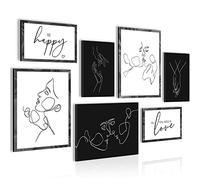 Quadros - Completamente Pronto Da Appendere - Immagini - Sii Felice Abstract - 7 Pezzi Set Moderni - N021871a