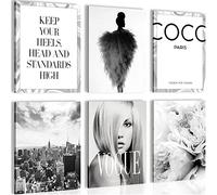Quadros Decorativos Fashion Coco - Nessuna Cornice Necessaria - Soggiorno Teenager - Bianco E Nero - N002165a