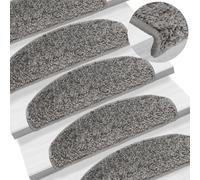 QUAHEAS 10 tappetini per gradini, 65 x 21 x 4 cm, grigio, semicircolari, autoadesivi, antiscivolo, lavabili, con isolamento acustico, per scale in legno, scale interne, sicurezza e protezione dai