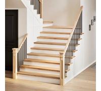 QUAHEAS 2 gradini per scale in legno massiccio di rovere, 120 x 25 x 2 cm, non trattato, per interni, versatile, utilizzabili come davanzale della finestra, antiscivolo, antigraffio, isolamento