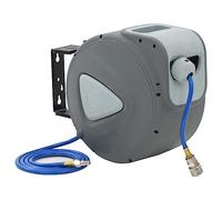 QUAHEAS Avvolgitubo automatico ad aria compressa da 1/4", con tubo in PVC da 20 m e attacco rapido, flessibile, resistente alle pieghe, per officina, garage, edilizia e industria, supporto a parete