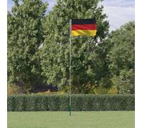 QUAHEAS Bandiera della Germania con asta in alluminio da 5,5 m, resistente alle intemperie, con occhielli robusti, asta telescopica con manicotto per il pavimento, ideale per balcone, terrazza, feste
