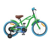 QUAHEAS Bicicletta per bambini da 16 pollici, telaio in acciaio verde, con parafango, campanello e catarifrangenti, per 4-6 anni, stabile due ruote per attività all'aperto, tempo libero, natura e