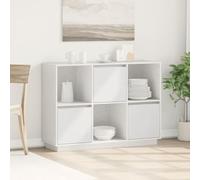 QUAHEAS Credenza bianca in legno di pino massiccio 110,5 x 35 x 80 cm con 3 ante e 3 scomparti aperti, moderno cabinet a buffet per soggiorno e sala da pranzo