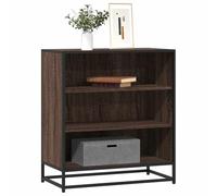 QUAHEAS Credenza marrone effetto quercia 68 x 35 x 76 cm, materiale in legno metallo con 3 scomparti aperti, mobili da cucina e sala da pranzo, mobili stabili e manici ergonomici, tocco industriale