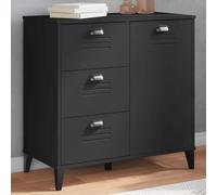 QUAHEAS Credenza VIKEN in legno nero, 80 x 40 x 80 cm, con 3 cassetti, 1 anta e maniglie in plastica, spazio per soggiorno, sala da pranzo, cucina, moderno buffet cabinet