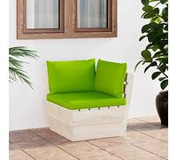 QUAHEAS Divano angolare da giardino in legno di abete rosso impregnato con cuscino imbottito, resistente alle intemperie, per terrazza, balcone, giardino d'inverno, espandibile e flessibile, per il