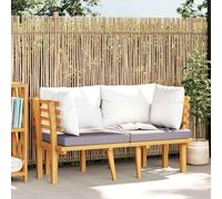 QUAHEAS Divano da giardino a 2 posti in legno di acacia massiccio con cuscino, resistente alle intemperie, per terrazza e balcone, espandibile come gruppo di sedute con schienale per il relax