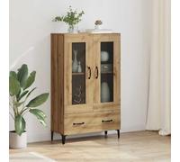 QUAHEAS Highboard Artisan in legno composito e ferro 70 x 31 x 115 cm con cassetto e 2 ante per soggiorno come credenza buffet cabinet con spazio e design moderno