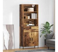 QUAHEAS Highboard legno vecchio legno 69,5 x 32,5 x 180 cm credenza con cassetto e 2 ante, moderno cabinet a buffet per sala da pranzo, credenza e cabinet per soggiorno