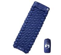 QUAHEAS Materassino autogonfiante con cuscino, blu navy, 193 x 66 x 6 cm, nylon 40D, impermeabile, ultraleggero, pieghevole, ideale per campeggio, trekking, attività all'aperto e comfort di viaggio