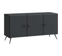 QUAHEAS Mobile TV nero in legno 99 x 34,5 x 50 cm con molto spazio, cassetti e ante, versatile per soggiorno, camera da letto e angolo gaming, moderno mobile basso con gestione dei cavi