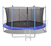 QUAHEAS Set di 5 trampolino da 3,96 m con rete di sicurezza, scala, parapioggia e imbottitura, telaio in acciaio, 72 molle, portata fino a 130 kg, resistente alle intemperie, per giardino, esterno