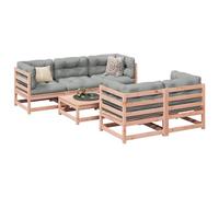 QUAHEAS Set di 6 divani da giardino in legno massiccio Douglasie, robusto set di mobili da esterni, design modulare per terrazza, balcone, patio, resistente alle intemperie, non trattato