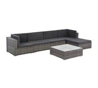 QUAHEAS Set di 6 mobili da giardino in polyrattan grigio con comodi cuscinetti, divano da terrazza modulare per esterni, resistente alle intemperie