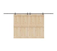 QUAHEAS Set di fermaporta scorrevole in acciaio verniciato a polvere, lunghezza 427 cm, con fermaporta e rotelle per porta fienile, portata fino a 100 kg, adatto per porta di casa, porta di camera e