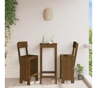 QUAHEAS Sgabello da bar, 2 pezzi, marrone miele, in legno di pino massiccio, 40 x 48,5 x 115,5 cm, ideale per terrazza, balcone con schienale e poggiapiedi per una seduta confortevole