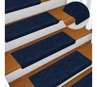 QUAHEAS Tappetini per gradini, autoadesivi, blu navy, 15 pezzi, 65 x 21 x 4 cm, bordo rettangolare, antiscivolo, lavabile, protezione acustica, protezione dai graffi, per animali domestici