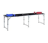 QUAHEAS Tavolo da Beer Pong pieghevole, 240 cm, con bicchiere, set di palline e accessori, portatile, per feste, esterni, giardino, campeggio, festival, feste di compleanno, addio al nubilato