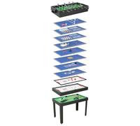 QUAHEAS Tavolo multigioco 15 in 1, nero, in MDF, 121 x 61 x 82 cm, con accessori per ping pong, biliardo, hockey e altro, attrezzo sportivo versatile per fitness, coordinazione e divertimento a casa