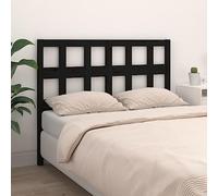 QUAHEAS Testiera nera in legno di pino massiccio, 165,5 x 4 x 100 cm, design rustico per camera da letto, schienale comodo, solo testiera