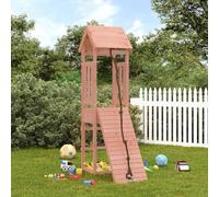QUAHEAS Torre da gioco con parete da arrampicata in legno massiccio Douglas, 131 x 64 x 207 cm, con sabbiera, corda e ringhiera in legno, casetta da giardino per bambini, favorisce il movimento e le