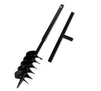 QUAHEAS Trapano con Impugnatura Doppia Spirale 150mm Nero, Punta per Terra e Spirale in Ferro per Giardino, Punta per Piante con Lunghezza 1 Metro, Punta Trapano a Mano per Pavimento, Pali, Aiuola