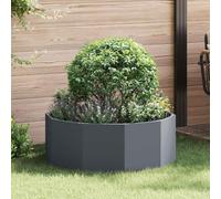 QUAHEAS Vaso per piante in acciaio, 90 x 90 x 35 cm, rotondo, con drenaggio, resistente all'inverno, per giardino, balcone, terrazza, uso interno ed esterno, robusto vaso con sottovaso