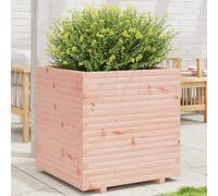 QUAHEAS Vaso per piante in legno massiccio Douglasie, 70 x 70 x 72,5 cm, con drenaggio, resistente all'inverno, ideale per giardino, balcone, terrazza, uso interno ed esterno, con sottovaso e