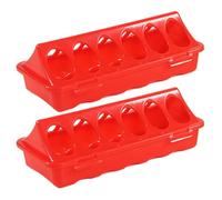 Quail Feeders No Waste - 6 slot Duckling Feeder | 2 pezzi Chick Feeder Trough | For Pigeon Parrots Chicks Quail Duck Bird Poultry Animal, durevole ABS Poultry Drinker Base, Red, 20 x 9 x 6,5 cm, 2