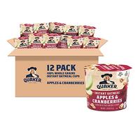 Quaker Instant Oatmeal Express Cups, Apples & Cranberries, Breakfast Cereal, 12 Cups