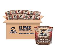 Quaker Instant Oatmeal Express Cups, Maple Brown Sugar, Breakfast Cereal, 1.69 oz Cups (Pack of 12)