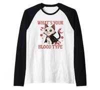 Qual è Il Tuo Gruppo sanguigno Vampiro Cat Donatore di Sangue Flebotomista Maglia con Maniche Raglan