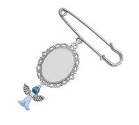 Qualcosa Blu Memorial Photo Charm Pin Per Bouquet di Nozze Boutonniere Angelica Ala Foto Pin Per Sposa Sposo Matrimonio Boutonniere Bouquet, Misura unica, come descritto
