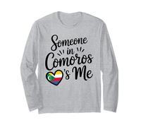 Qualcuno alle Comore Mi Chiama Comore Flag Heart Long Maglia a Manica