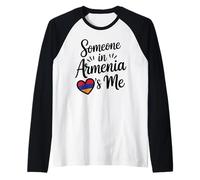 Qualcuno in Armenia Mi AMA Bandiera del Cuore Amore Maglia con Maniche Raglan