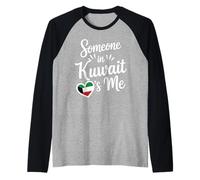Qualcuno in Kuwait Mi AMA Bandiera Cuore Amore Maglia con Maniche Raglan