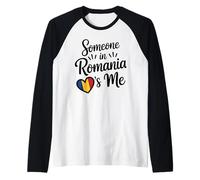 Qualcuno in Romania Mi AMA Bandiera Rumena Cuore Maglia con Maniche Raglan