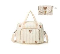 QualfsTerric Borsa per pannolini per bambini, borsa per pannolini, borsa a tracolla media, con tracolla regolabile, in cotone, multifunzionale, per maternità, cambio del bambino, viaggi, spiaggia