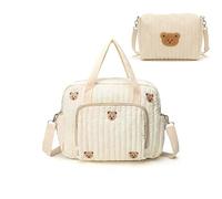 QualfsTerric Borsa per pannolini per bambini, borsa per pannolini, borsa a tracolla media, con tracolla regolabile, in cotone, multifunzionale, per maternità, cambio del bambino, viaggi, spiaggia