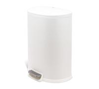QUALIAZERO Pattumiera resistente in acciaio inox da 50 l, per uso commerciale/cucina, resistente alle impronte digitali, coperchio con chiusura ammortizzata, 30 litri, forma a D, bianco opaco
