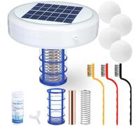 Qualirey Ionizzatore solare automatico galleggiante per piscine, ionizzatore d'acqua con 4 palline di raccolta della schiuma, per piscine fuori terra e interrate, fino a 35.000 galloni (bianco, 20 cm)