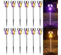 Qualirey Lampada antizanzare a energia solare, impermeabile, per esterni, 12 pezzi, lampada antizanzare ad energia solare, lampada repellente per patio, cortile, giardino, insetti (viola/luce fiamma