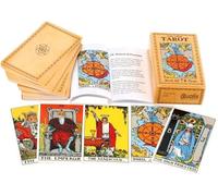 Qualis Set di 78 carte originali per tarocchi, età 8+ e libro per principianti, mazzo con guida da 100 pagine, set di tarocchi di Pamela Colman, mazzo Smith-Waite Rider per principianti