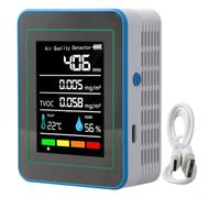 Qualità dell'aria interna 5 in 1 per TVOC e rilevamento dell'umidità - Display a colori TFT, compatibile con app, ricaricabile da 1200 mAh, bianco/nero (bianco)