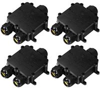 (Qualità professionale) Scatola impermeabile elettrica esterna IP68 a 3 vie + terminali automatici a leva per un raccordo impermeabile della scatola di Derivazione 100% sicuro (set di 2 scatole)