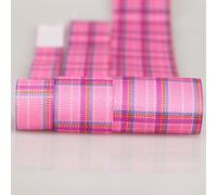 Qualità Scozzese Disegno Nastro Grosgrain 38,25,16mm Rosa Azzurro Giallo 4m